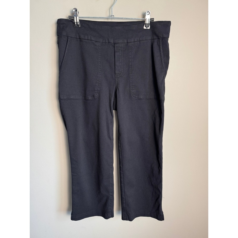 Up! Womens Black Pull On Capri Pants Size M Stretch Casual Office Business